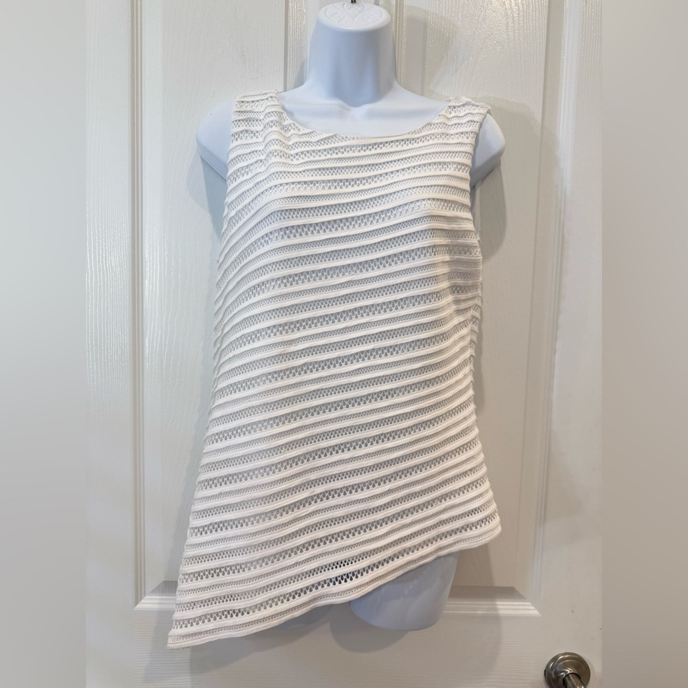 White House Black Market asymmetrical White top Medium